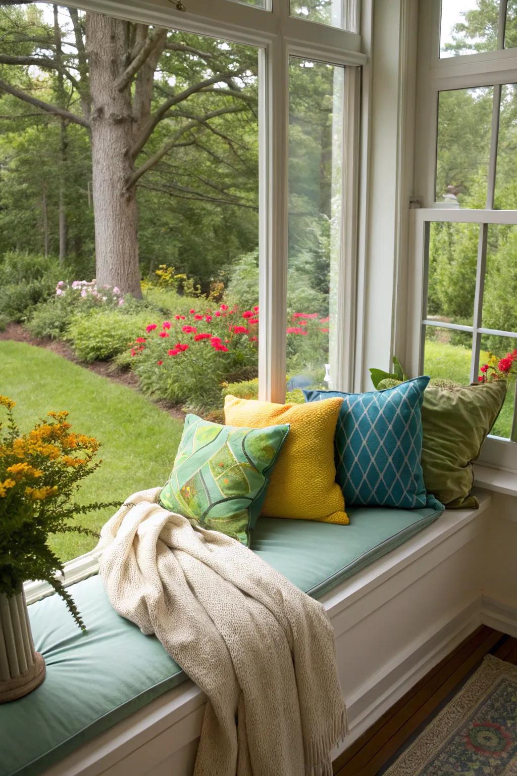 Lots of cushions make your window area super inviting and stylish.