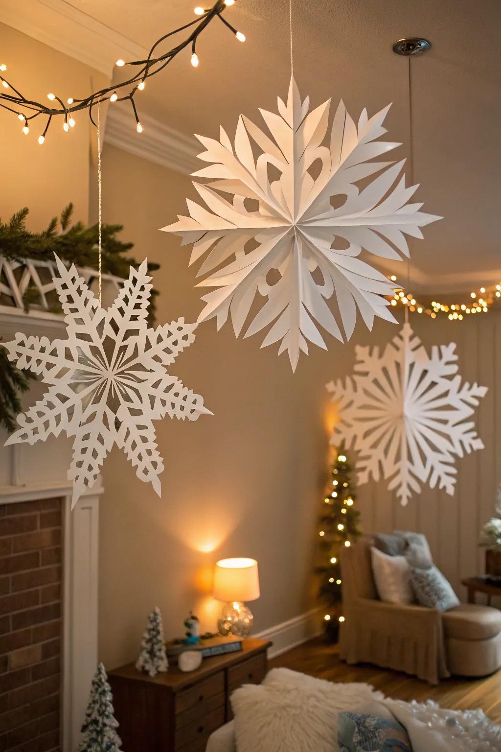 Oversized snowflakes bring a magical element to your winter decorations.