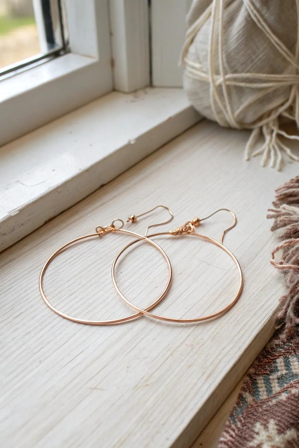 Appreciate the beauty of simplicity with these handmade wire circles, striking the perfect balance between minimalist styling and bohemian charm.