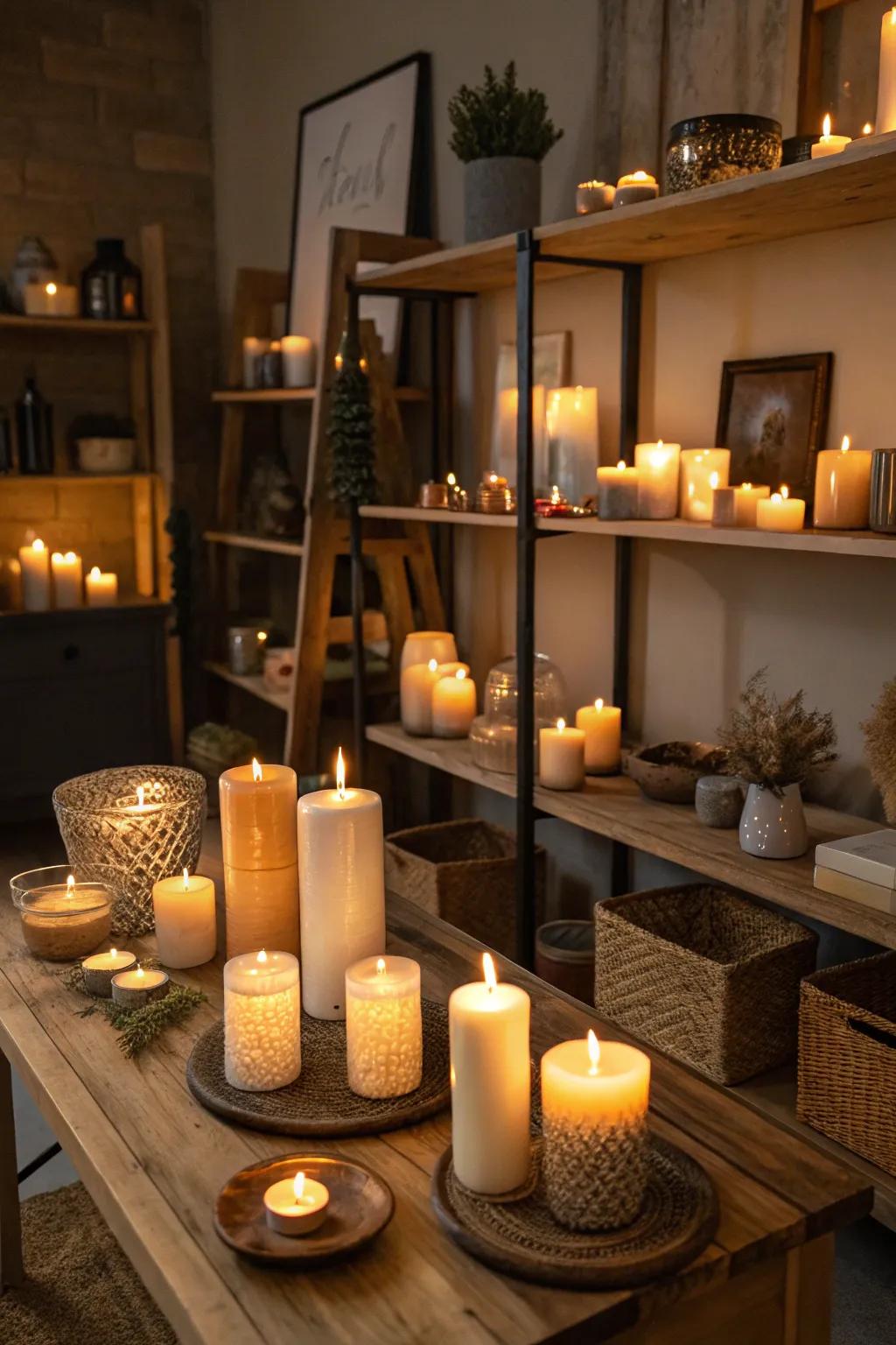Various candle heights compose a captivating setting in your witch-inspired sanctuary.
