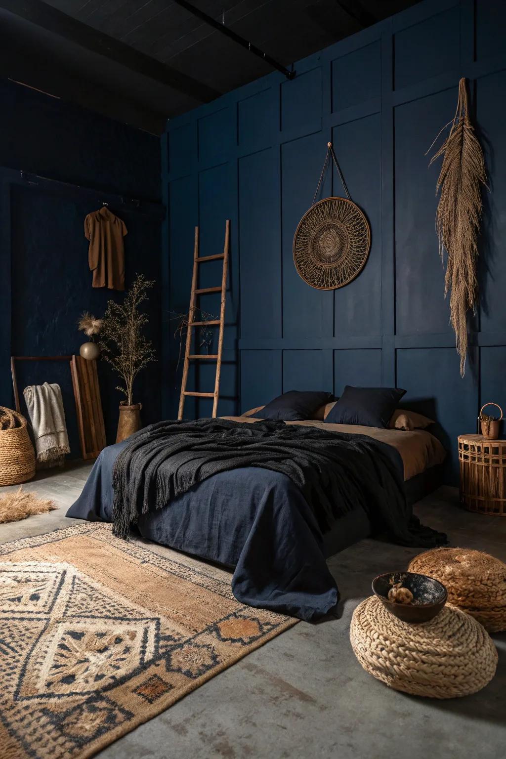 Dark shades pave the way for a truly captivating witchy bedroom.
