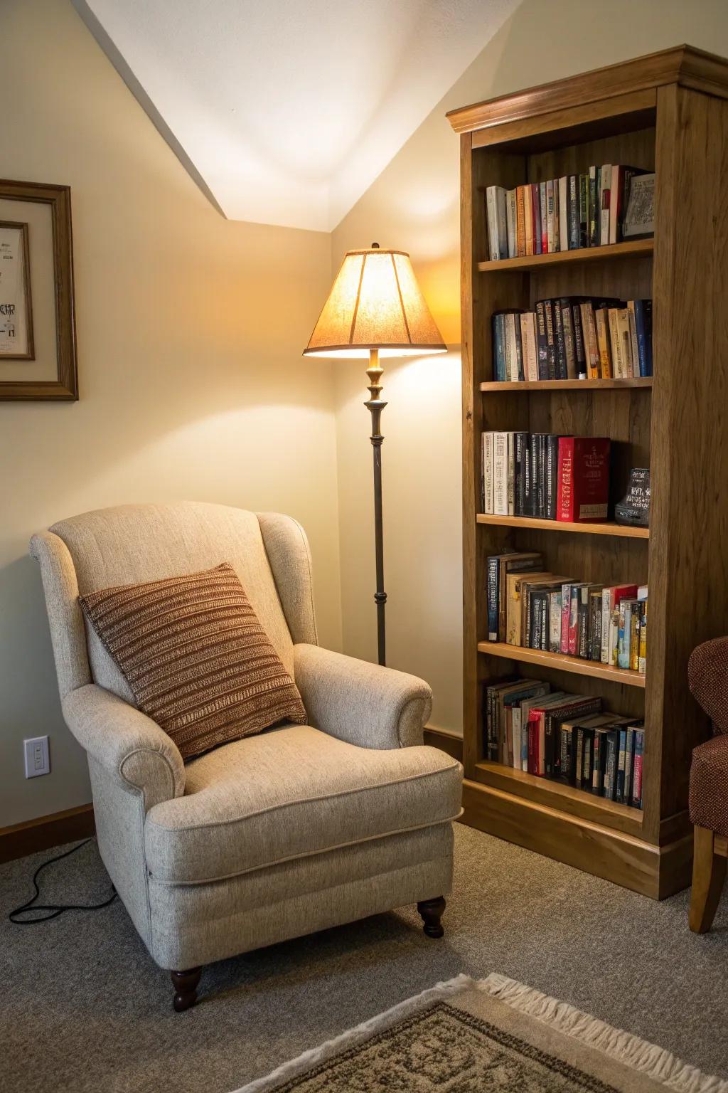 A chic reading nook is ideal for snuggling up with a great book.