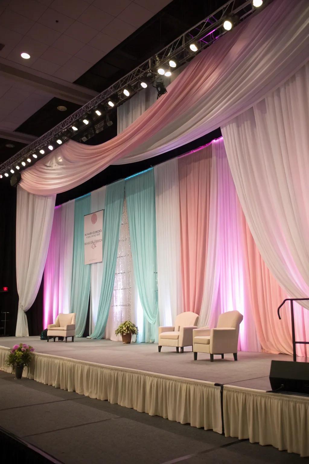 Drape canvases contribute tenderness and gracefulness to every stage setting.