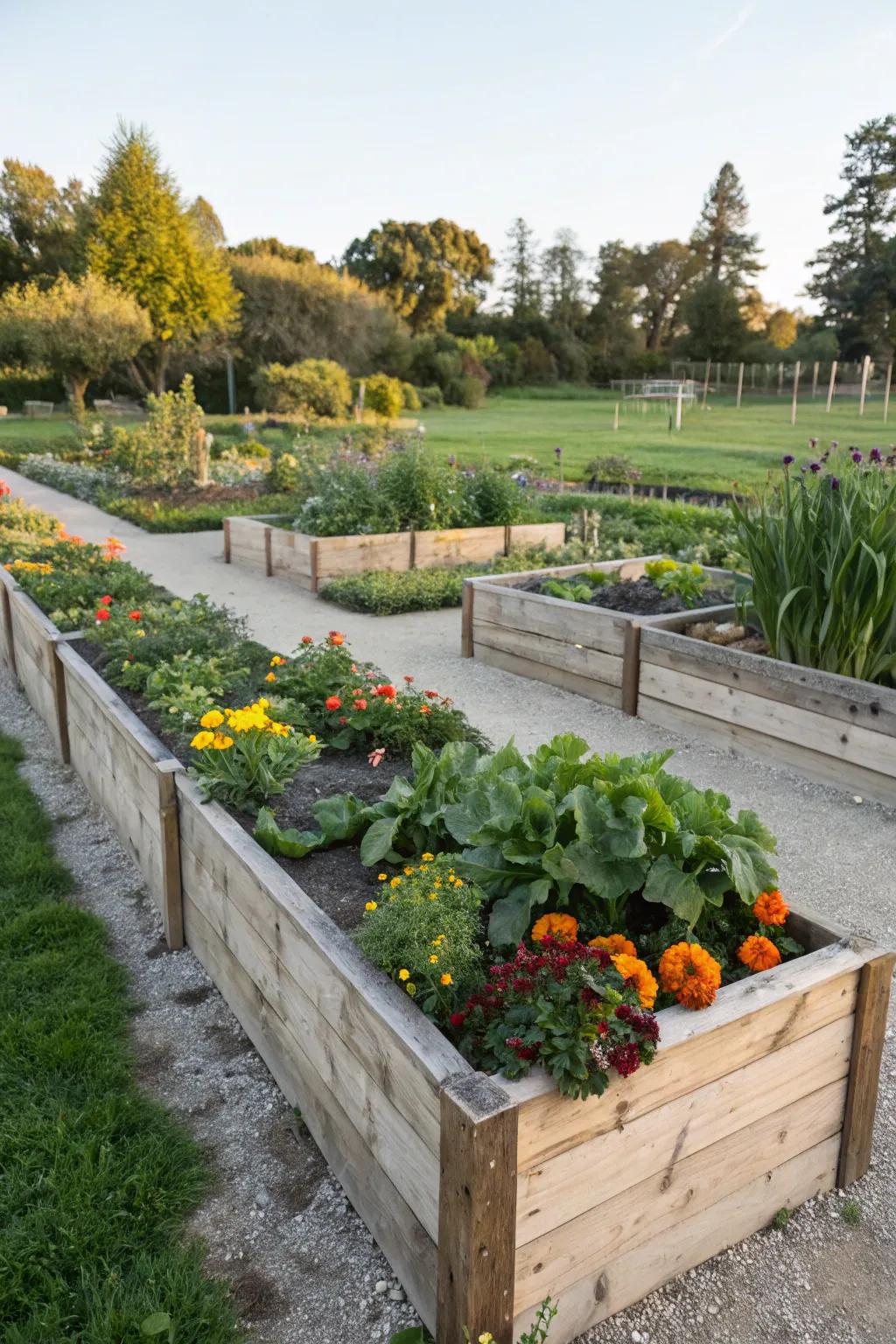 Enhance your garden with these delightful wooden elevated beds.