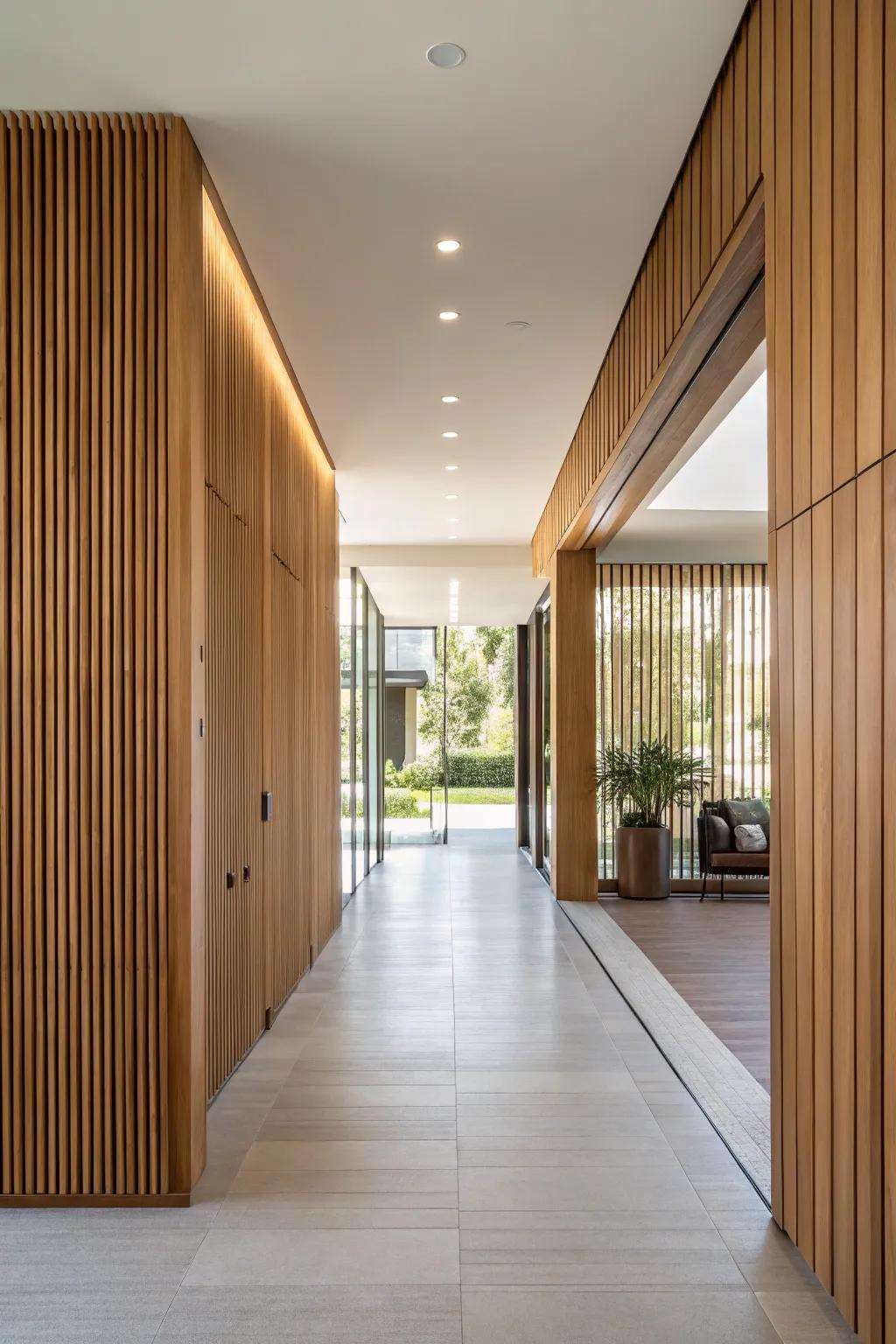 Vertical lumber panels make a room feel taller and more spacious.