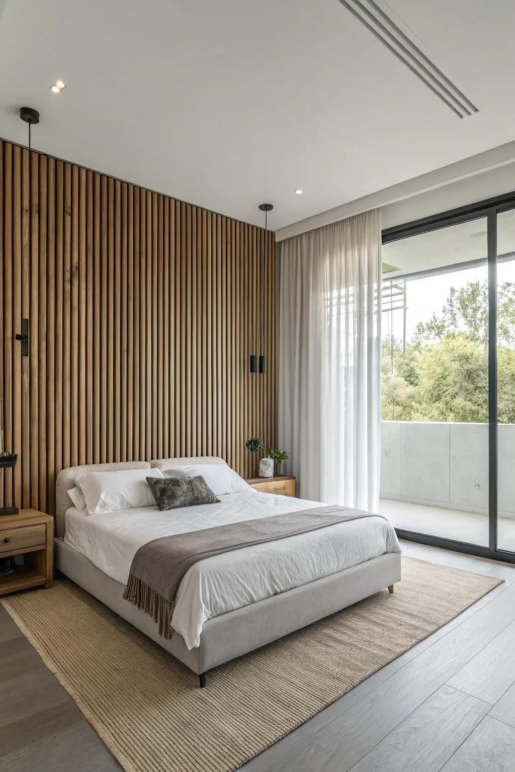 Achieve a feeling of height and refinement with vertical wood slats.