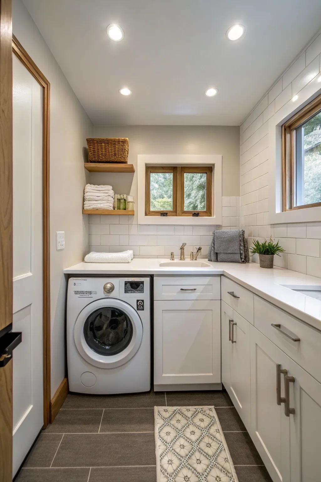 Unified laundry within showers improving multi design.