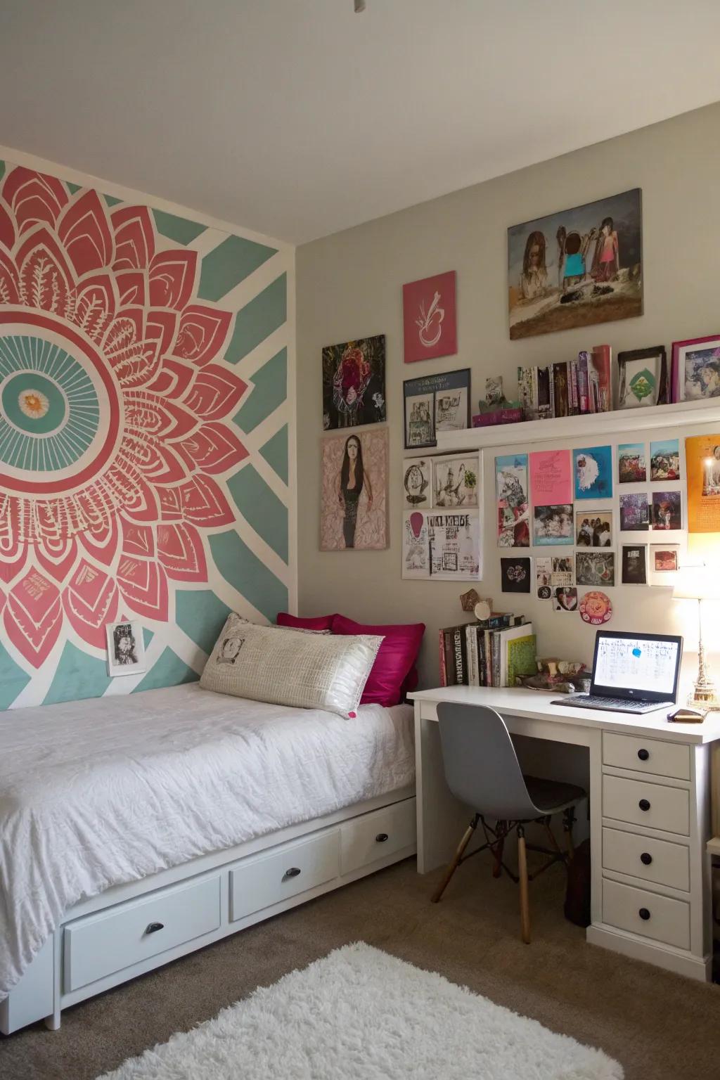 An eye-catching piece of wall art lends style and drama.