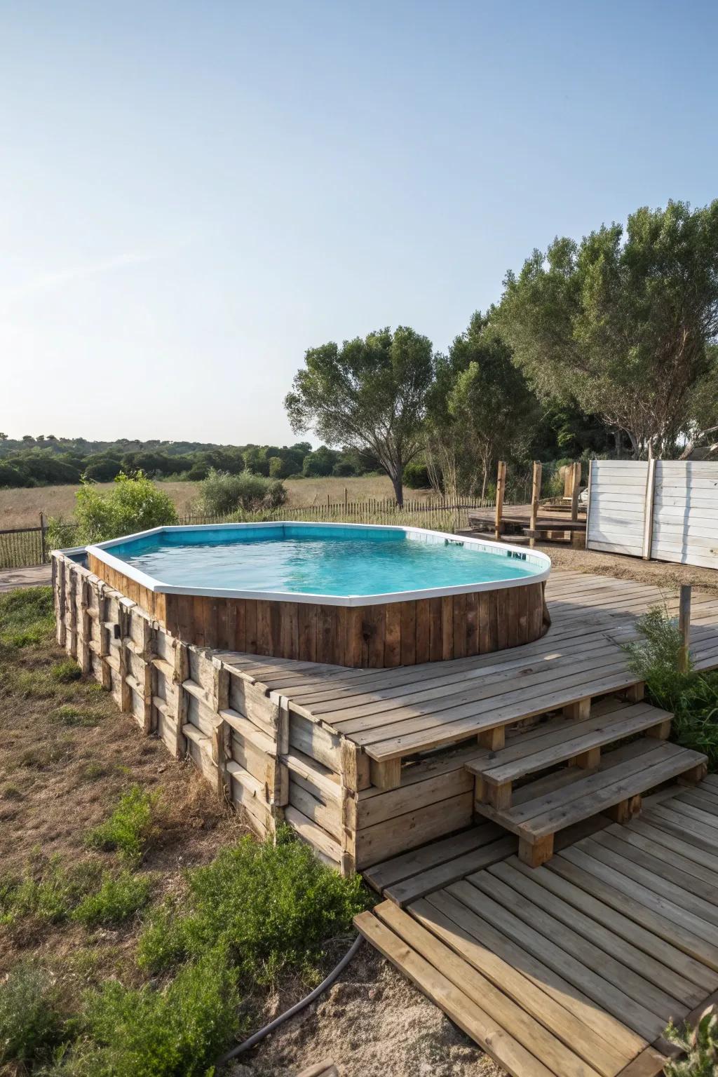 Repurpose pallets for a charming do-it-yourself swimming area deck.