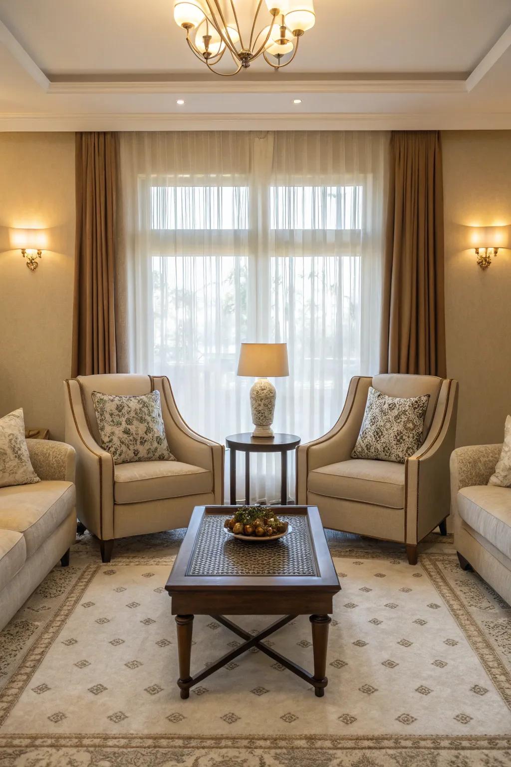 Matching chairs make a balanced and harmonious space.