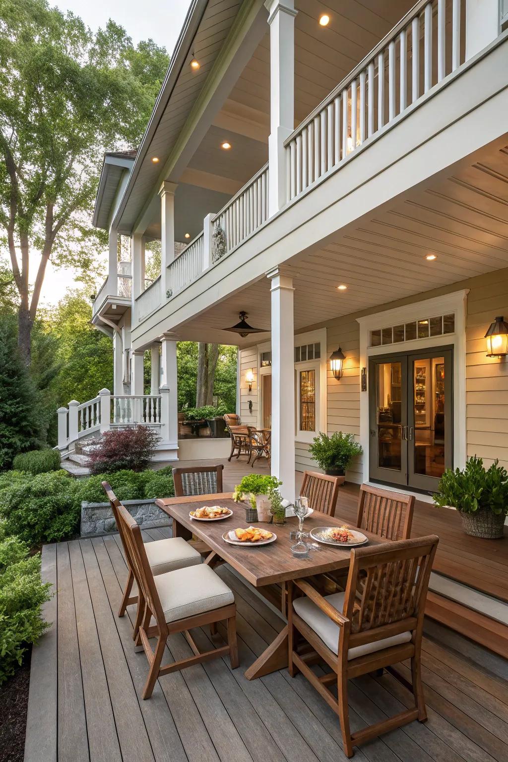 A dynamic multi-tier porch offering versatile spaces.