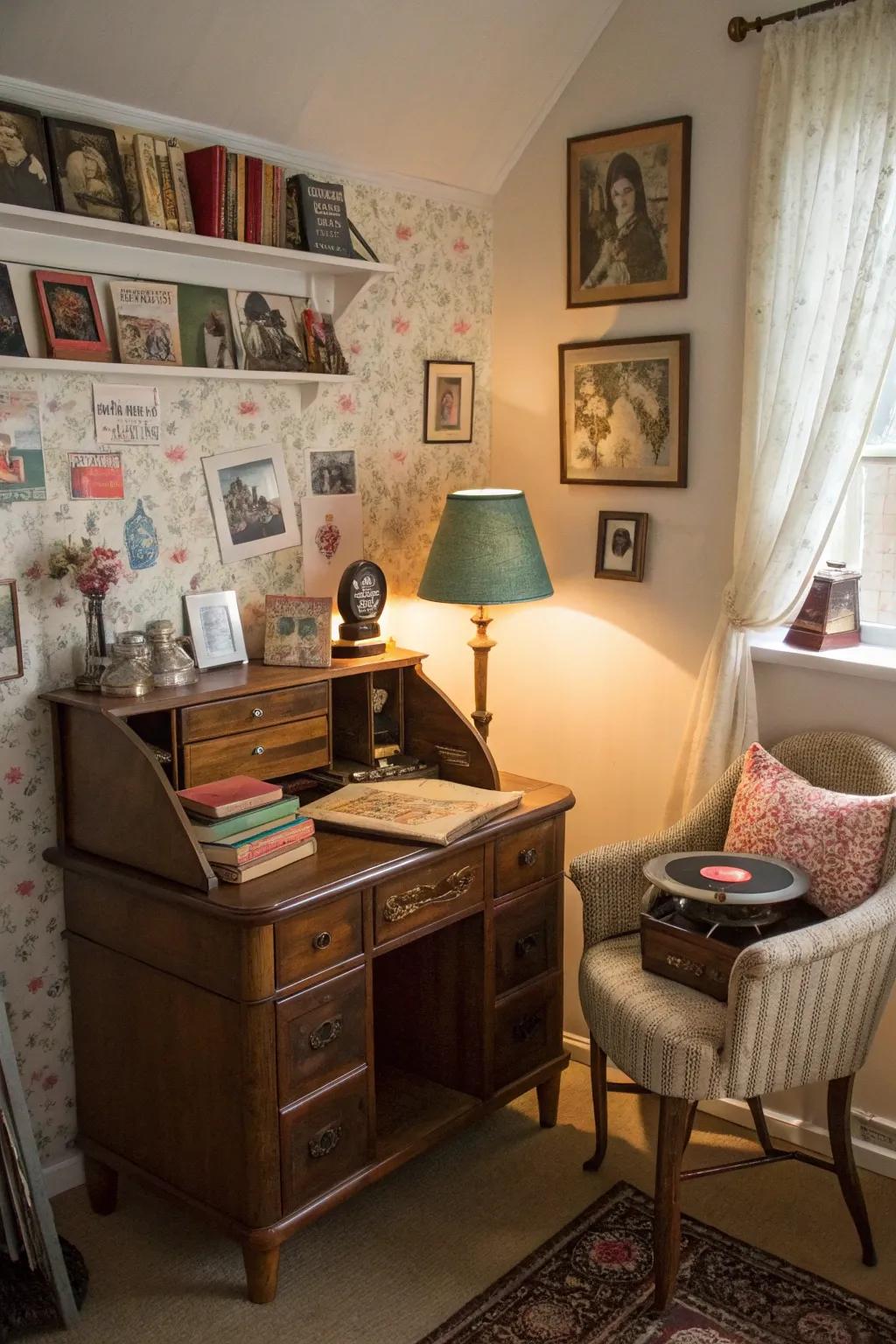 Classic finds permeating the room with character and history.