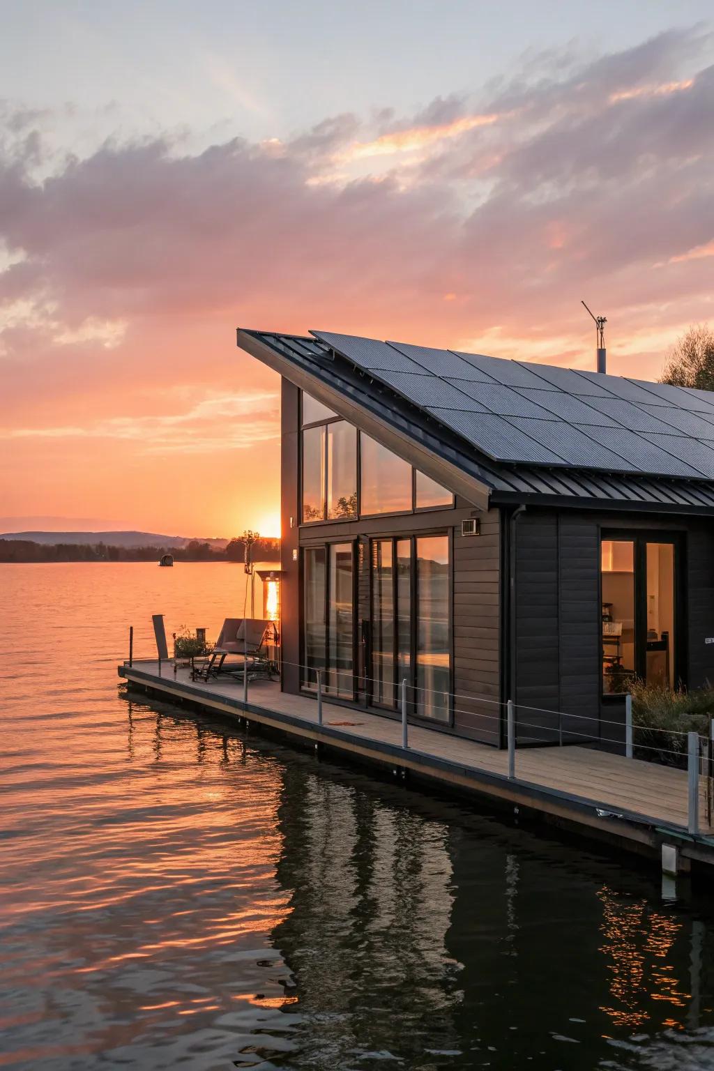 Float toward sustainable living through a floating house.