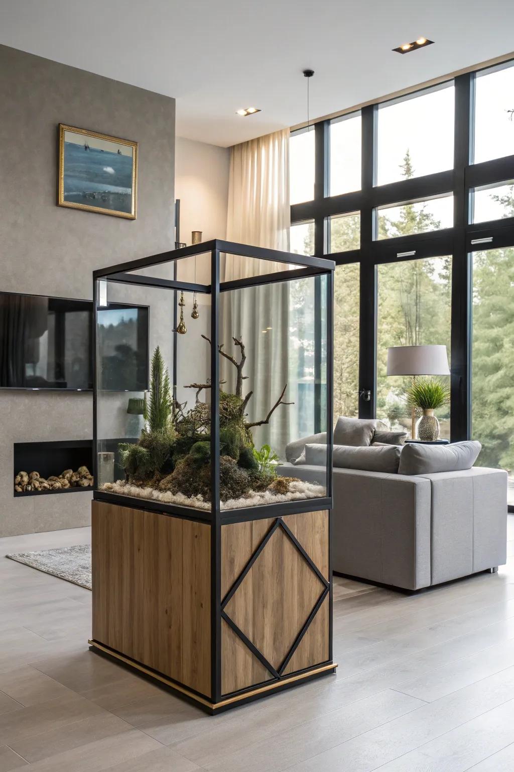 An angular structure platform offers a contemporary spin.