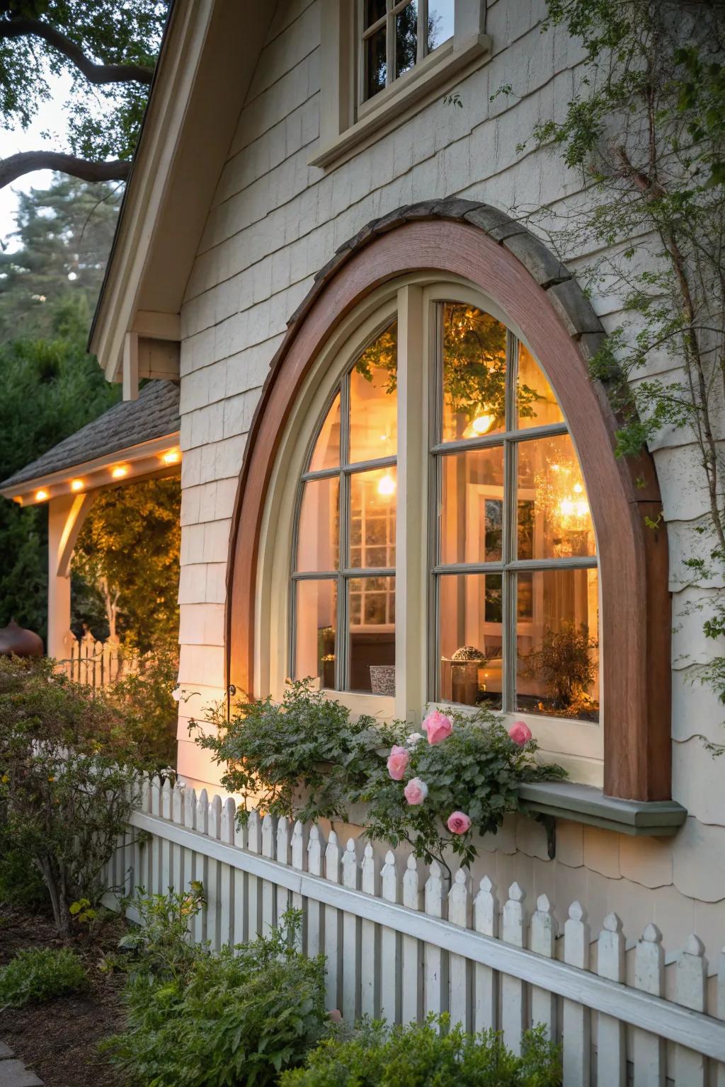 Bended lines create a soft, inviting look for any arch window.