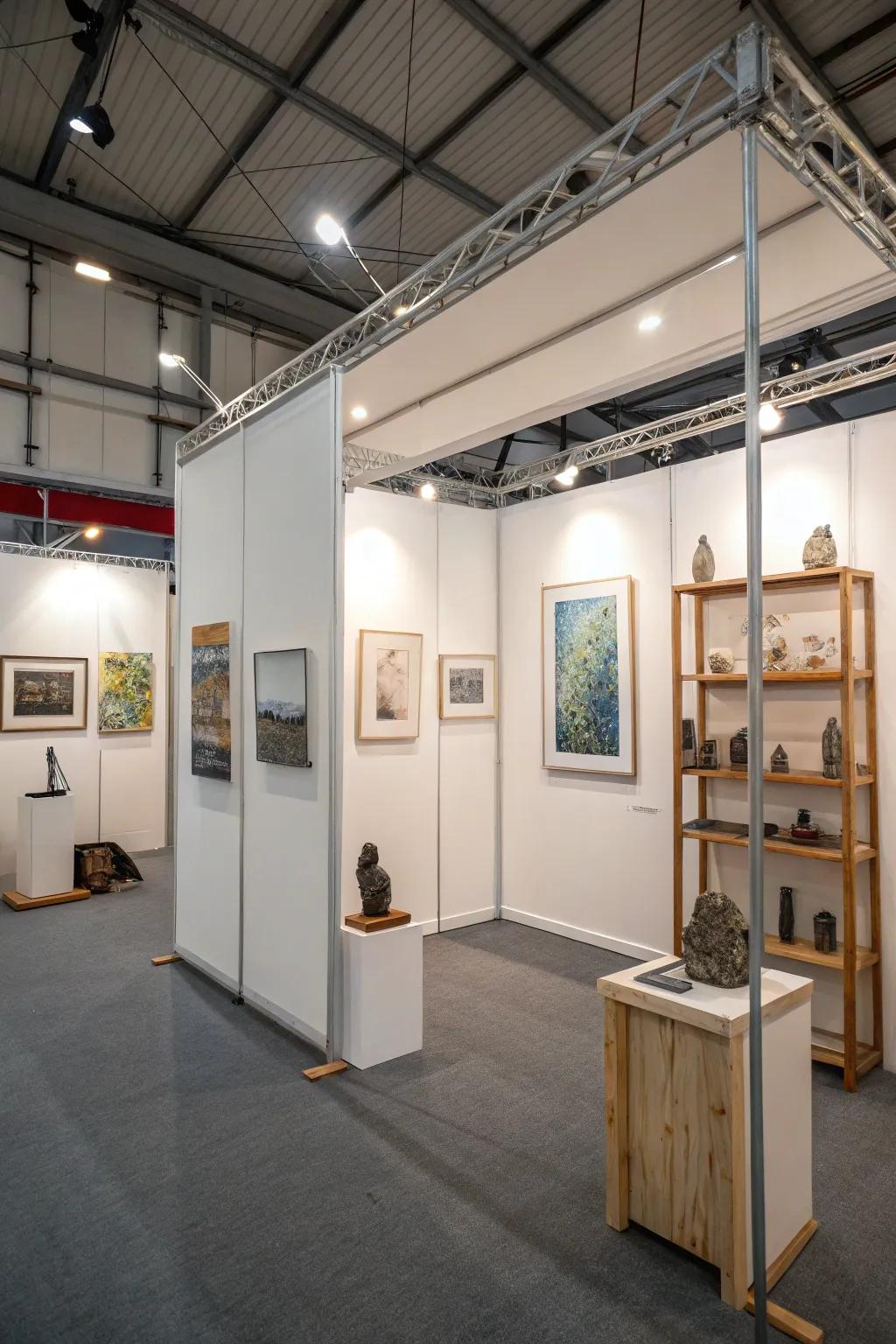 A simplified art space that emphasizes chosen works.