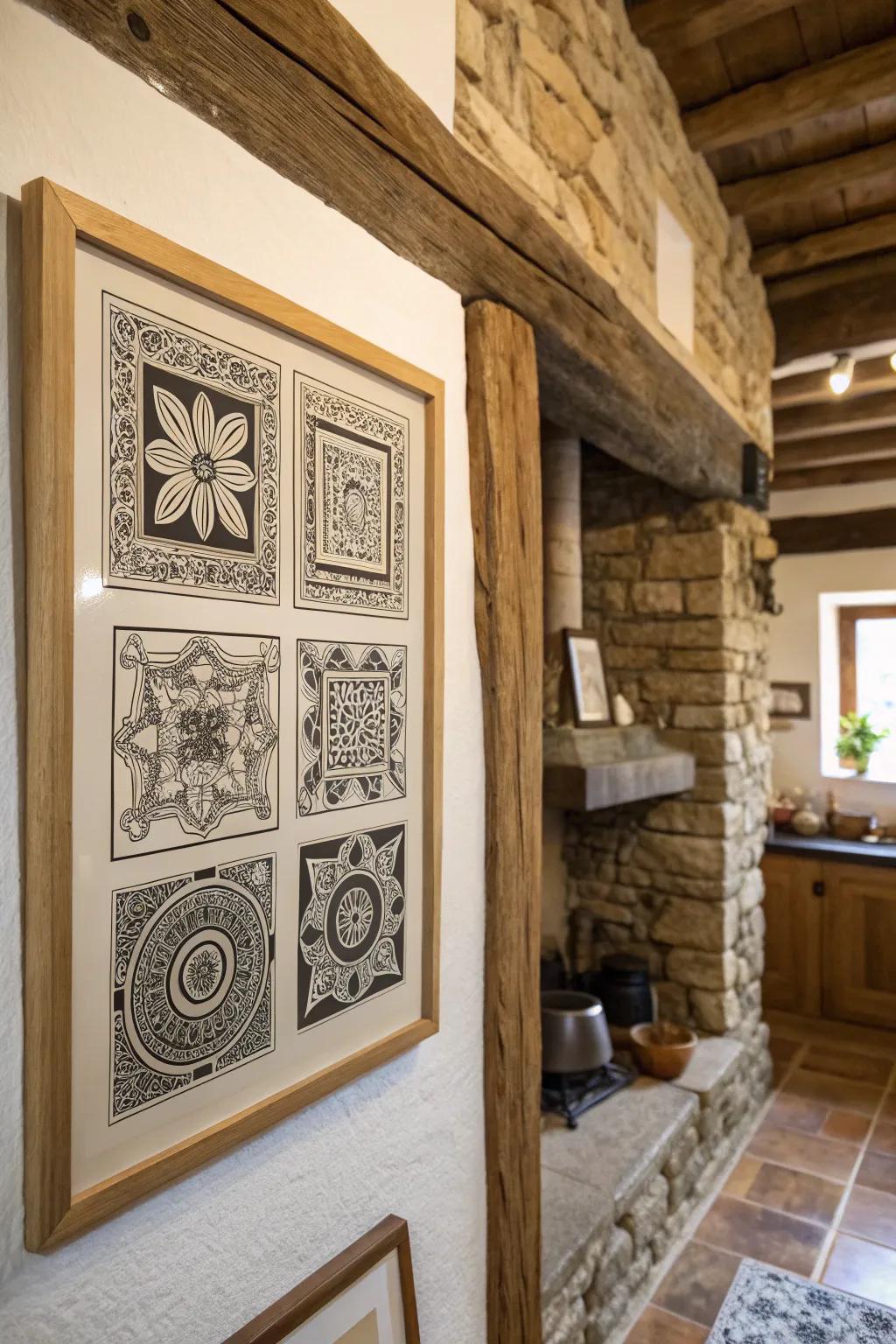 Block stamp prints give your decor a handcrafted charm