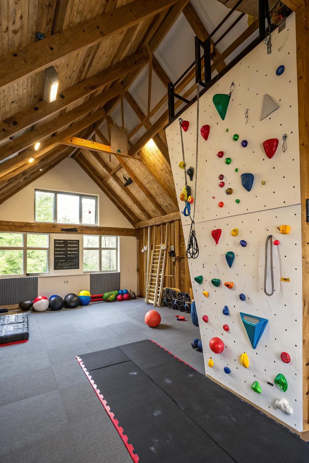 A climbing structure introduces a pleasurable and demanding workout element.