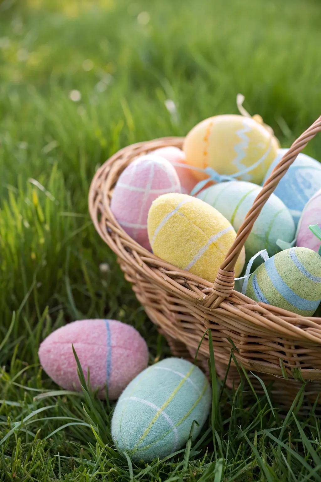 Plush spheres that are a soft and secure Easter surprise.