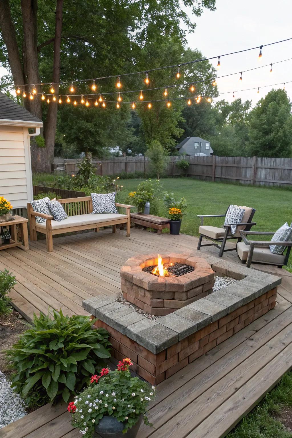 A DIY fire pit invites warmth and camaraderie.