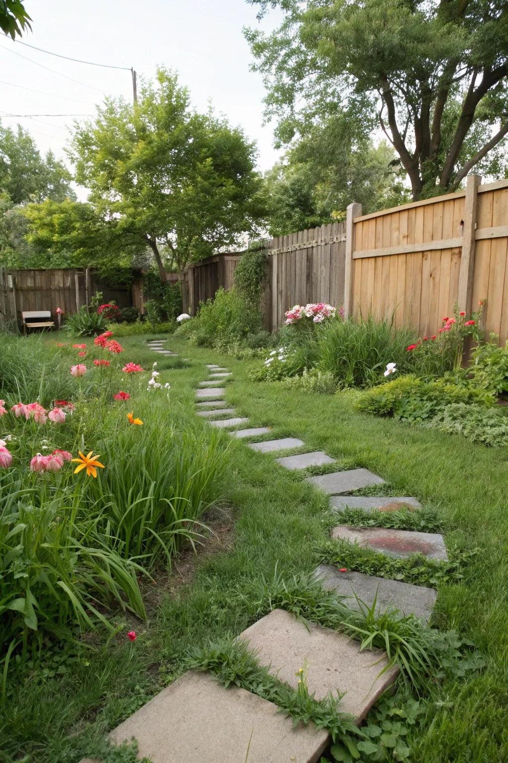 Inviting pathways through your easement are created by stepping stones.