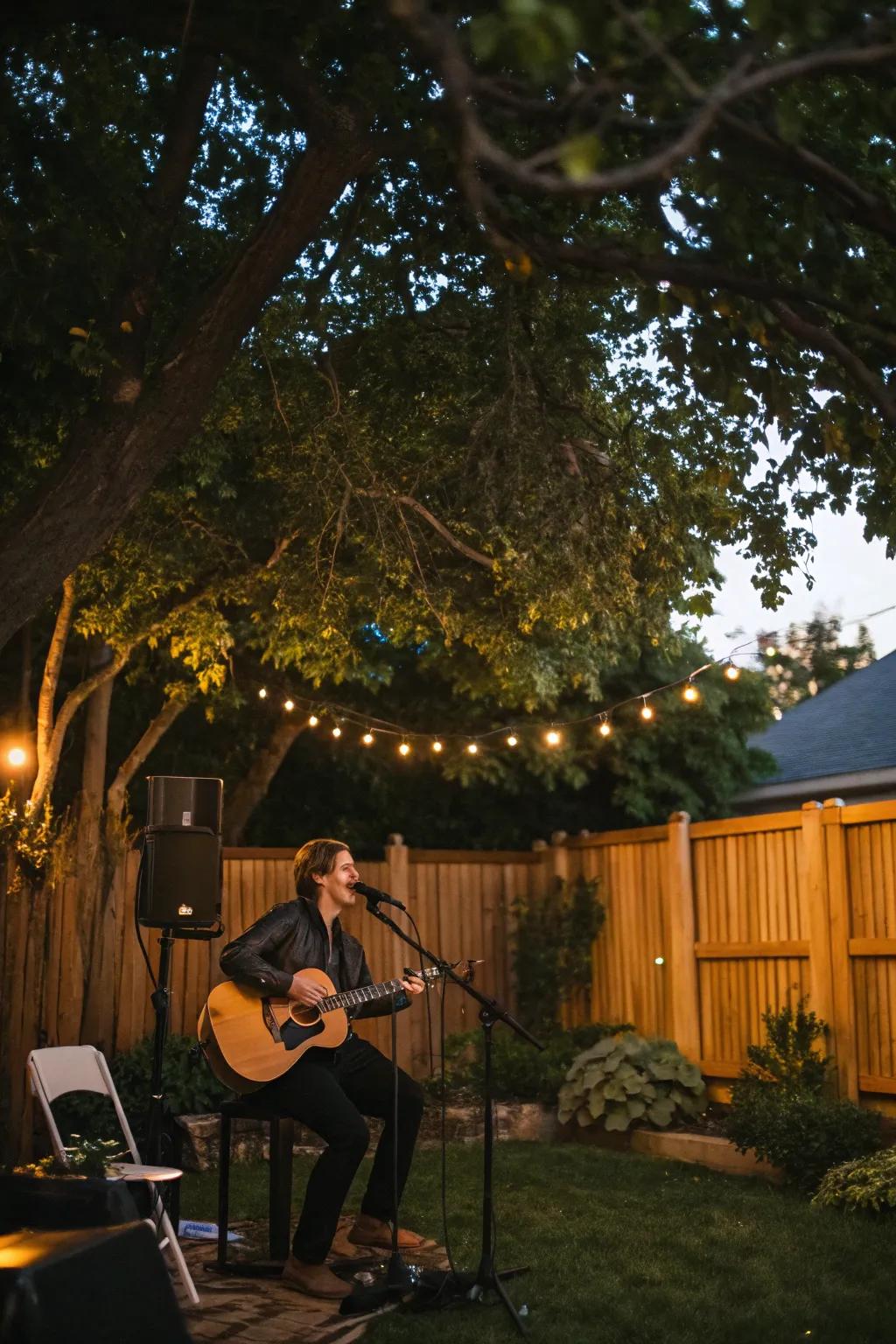 Live music elevates the atmosphere, contributing a touch of elegance to the party.