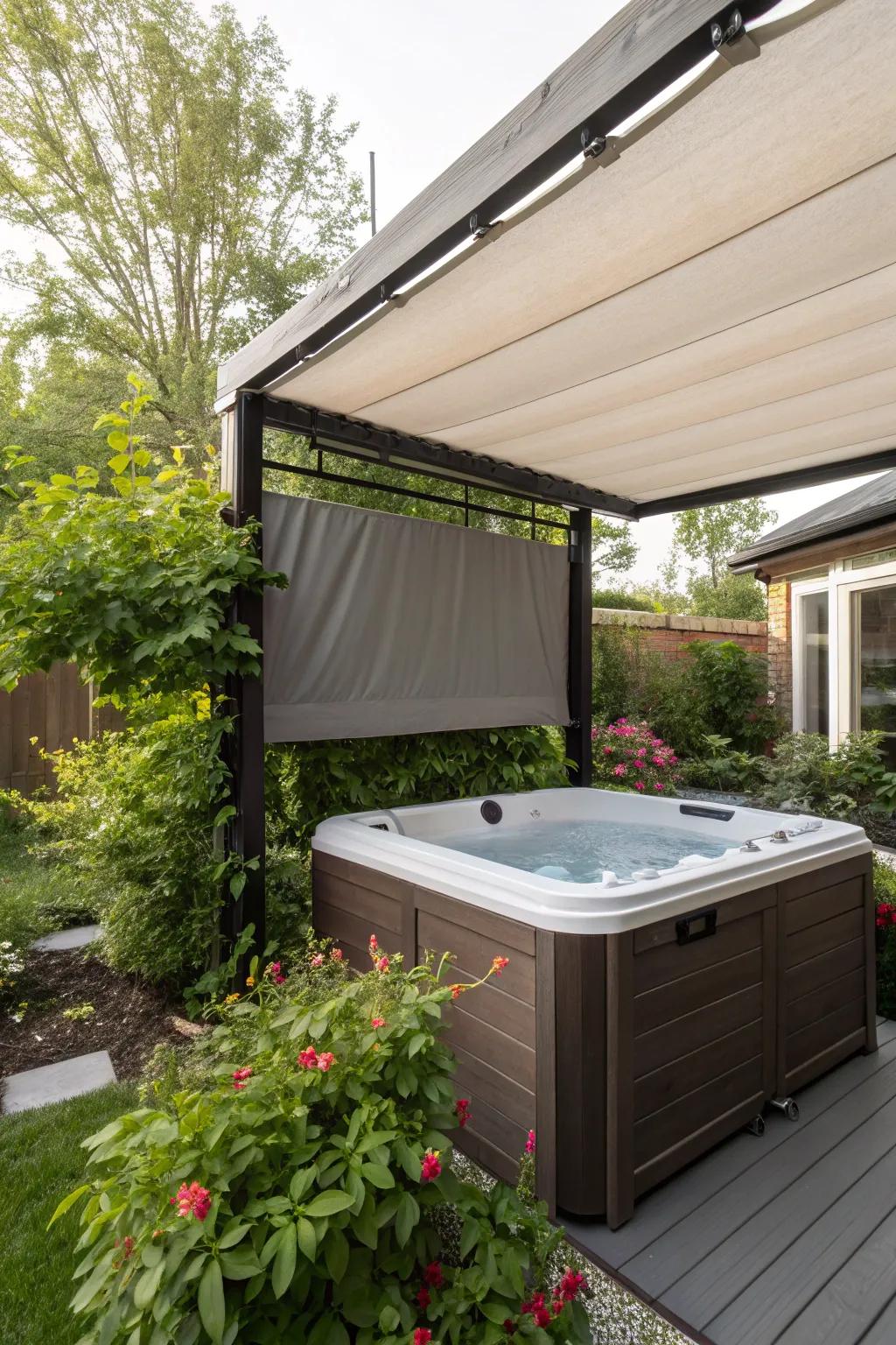 Exterior louvers offer adjustable privacy and protection from the sun.