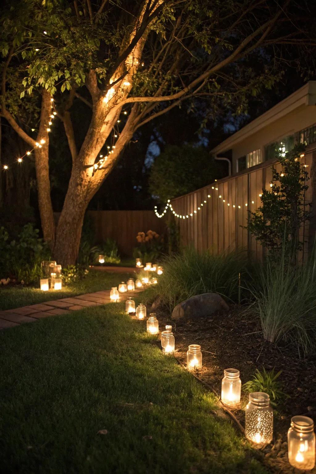Glass jar lights bring an enchanting and whimsical touch.