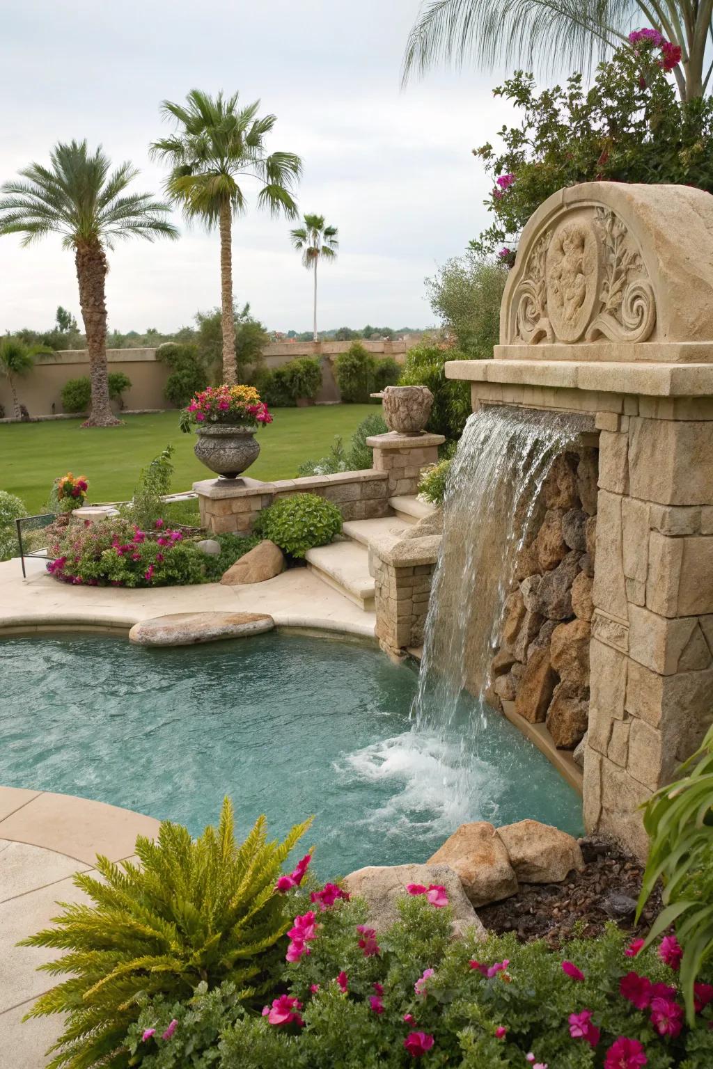 A sculptural waterfall makes a bold, personalized statement.