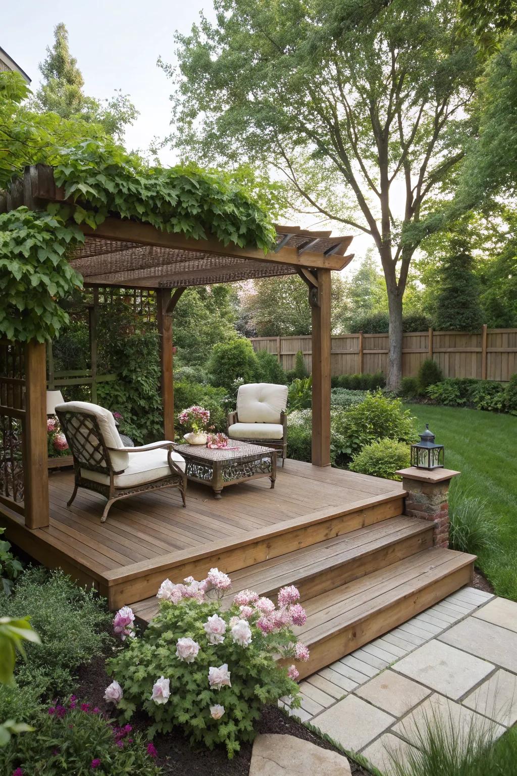 A raised platform introduces depth and character.