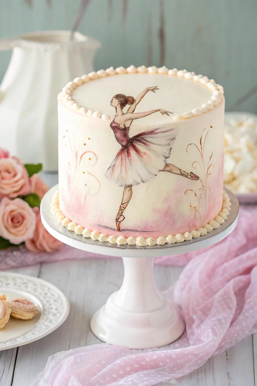 Hand-painted ballerina art introduces a personalized and artistic flair.