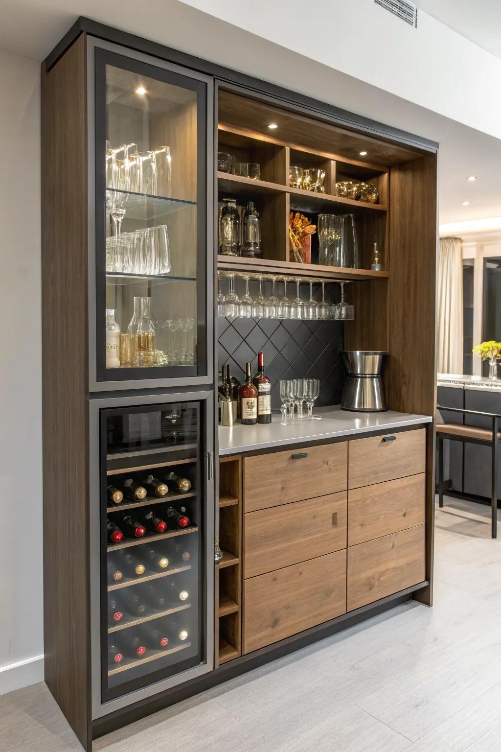 Adaptable and customizable: a modular bar cabinet.