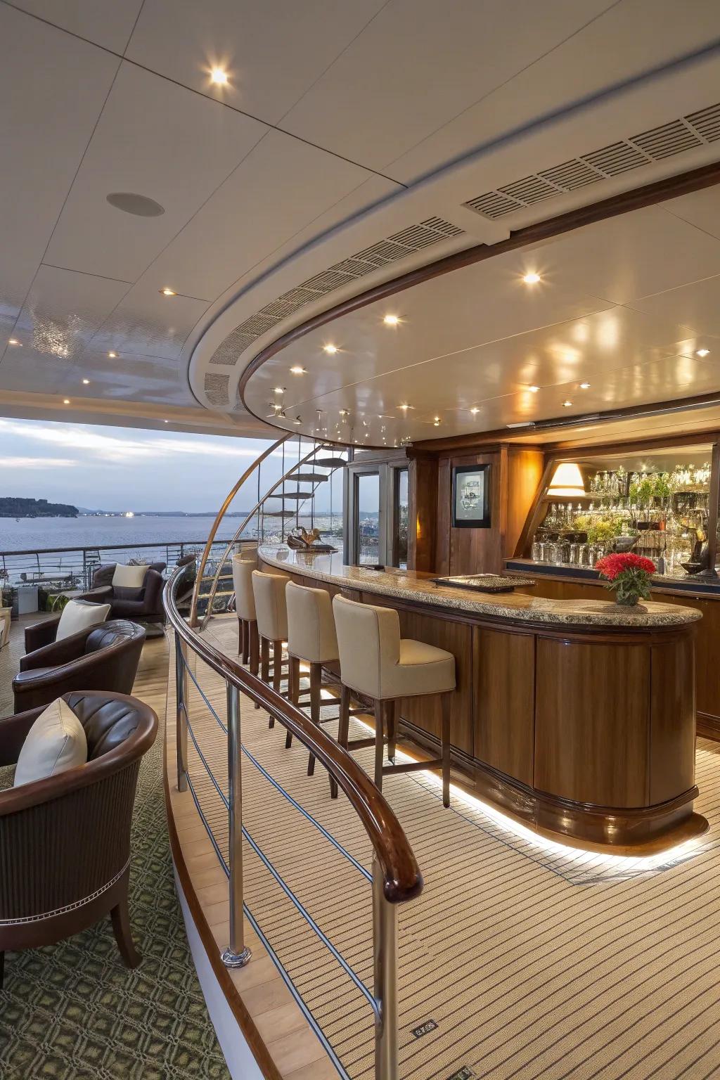 Elegance in design with a curved foot rail.