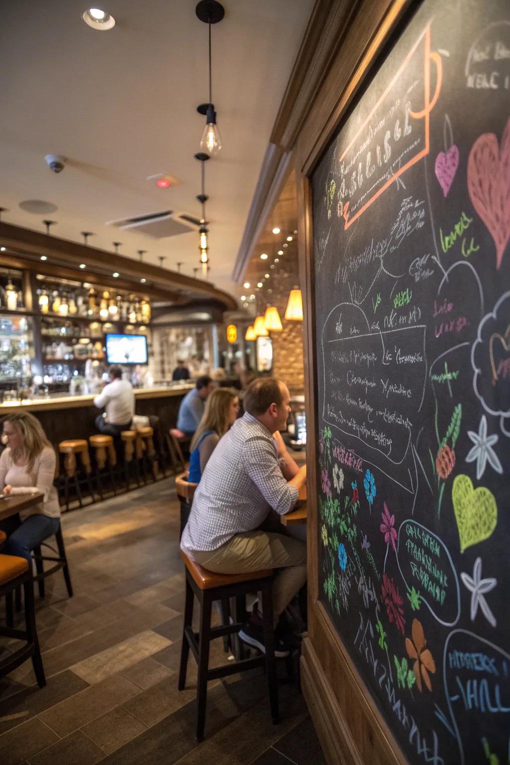 Interactive chalkboards create a fun and engaging environment.