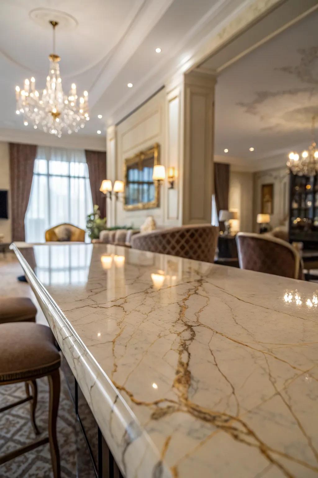 Stone finish tops introduce ageless elegance.