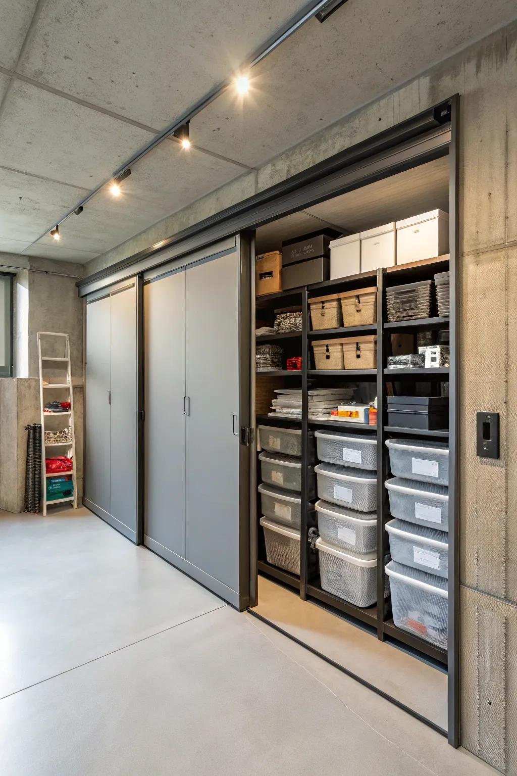 Sliding entryways boost space efficiency and visual elegance.