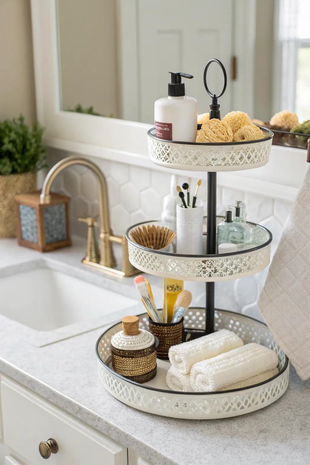 Vertical storage that maximizes available space.