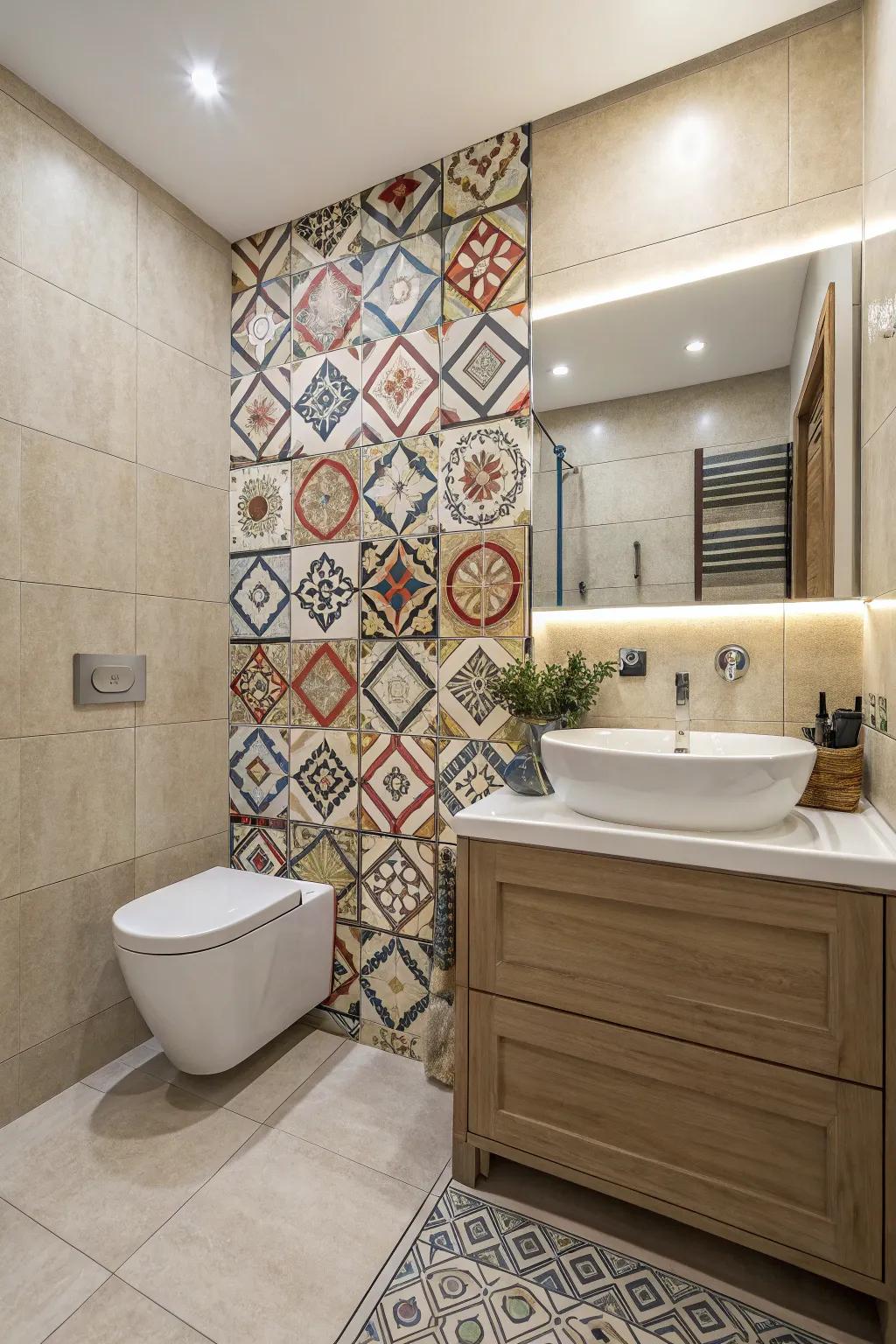 Striking colors and designs add a playful and dynamic element to your bathroom design.