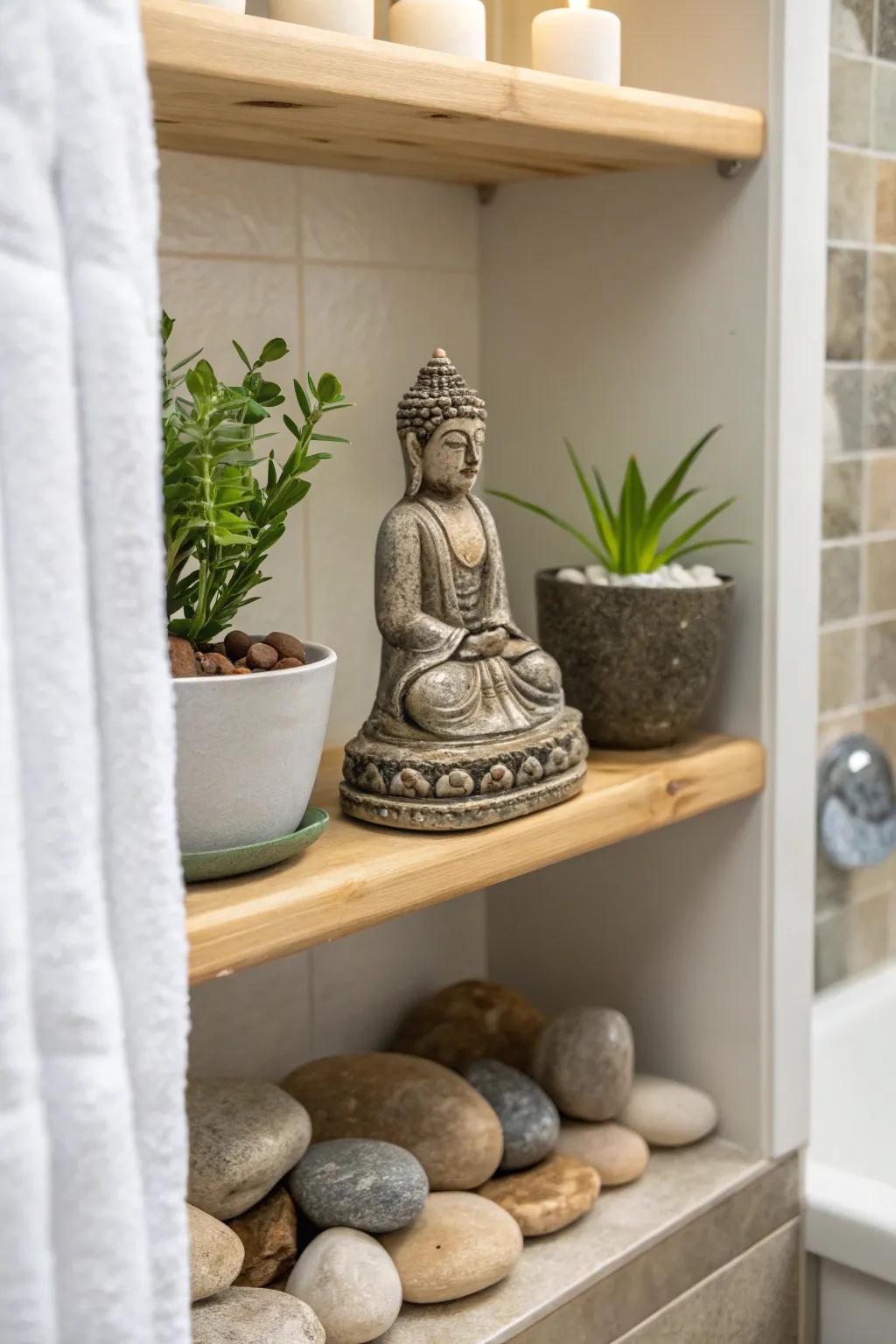 A Zen nook encourages peace and tranquility.