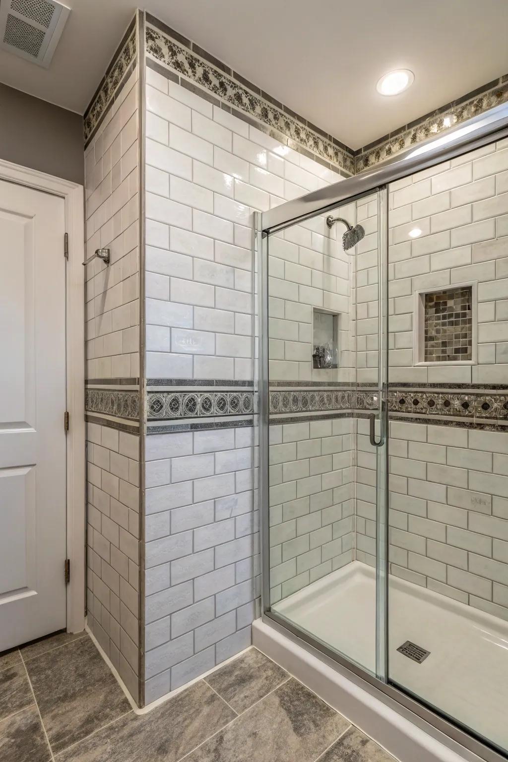 Tiled edging offers depth and patterns subtly.