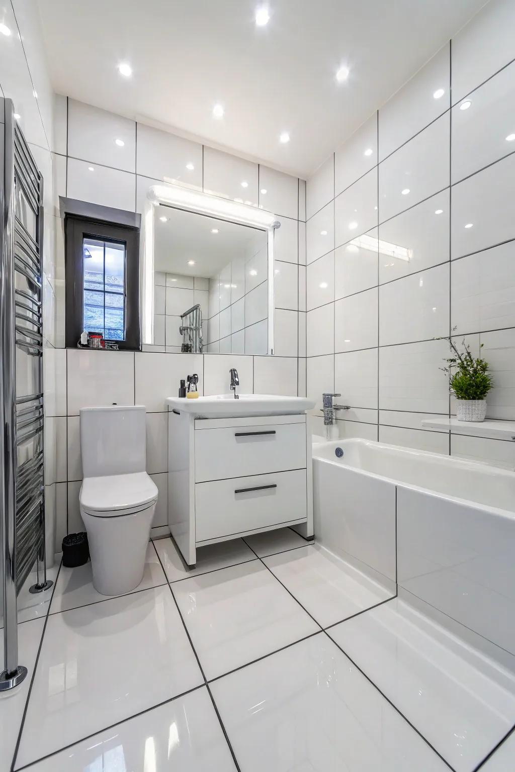 Tile paint offers a quick refresh for bathroom walls.