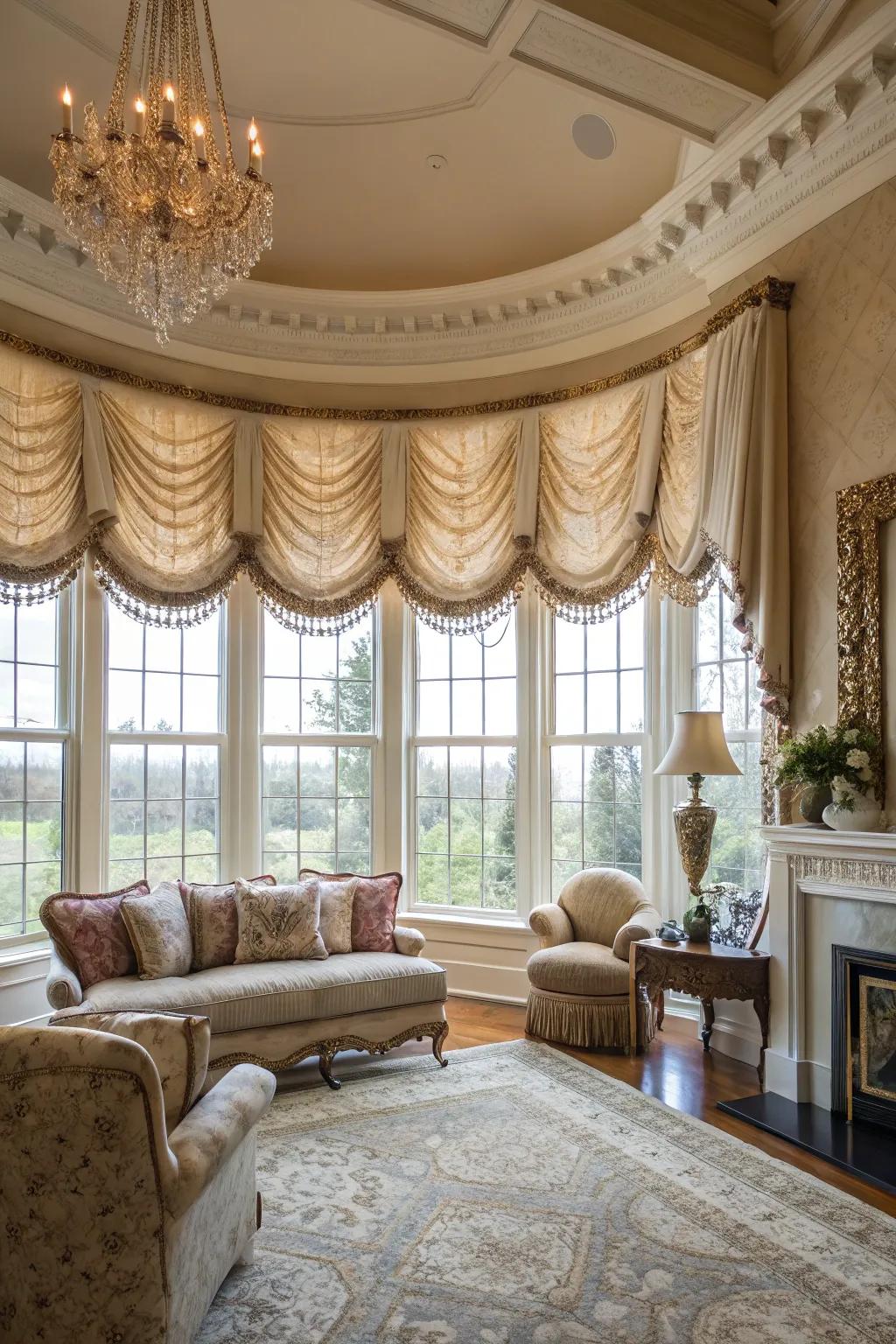 Puffed toppers add dramatic flair to any room.