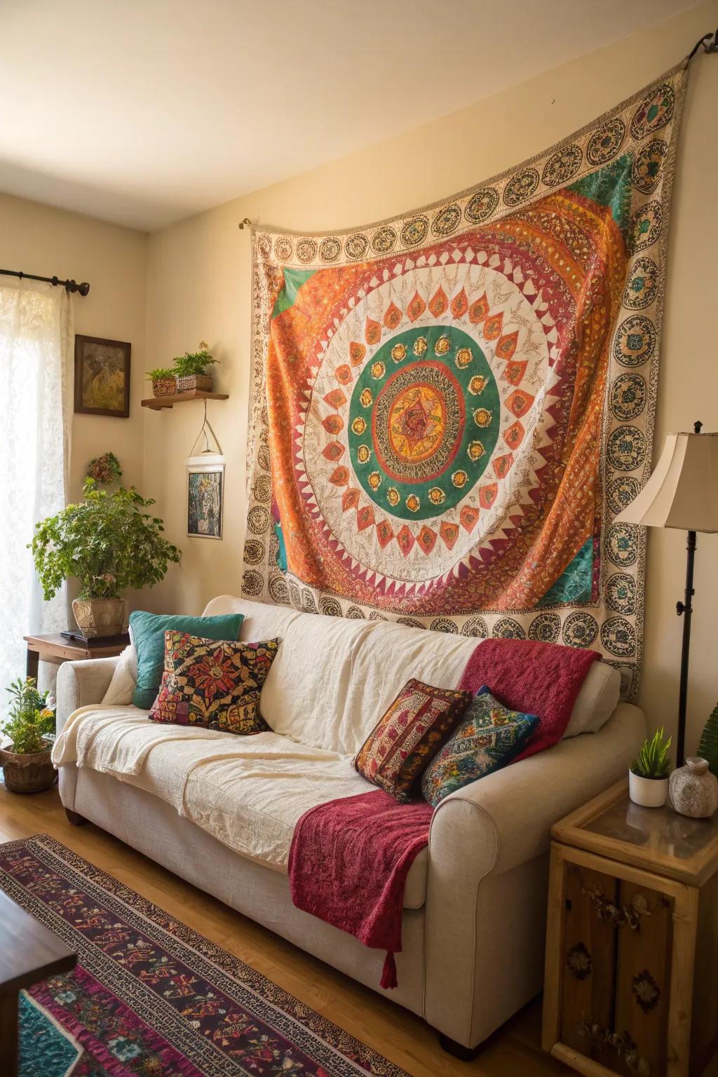 Tapestries offer texture and aesthetic appeal.