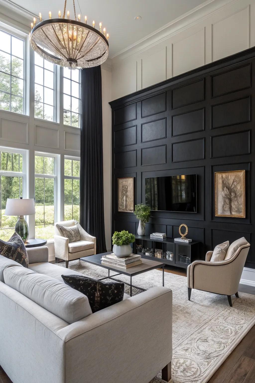 Design drama with a black feature wall