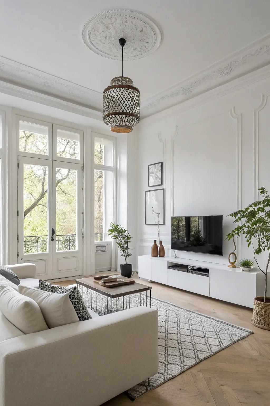 Walls in fresh white offer a fresh, open feel.
