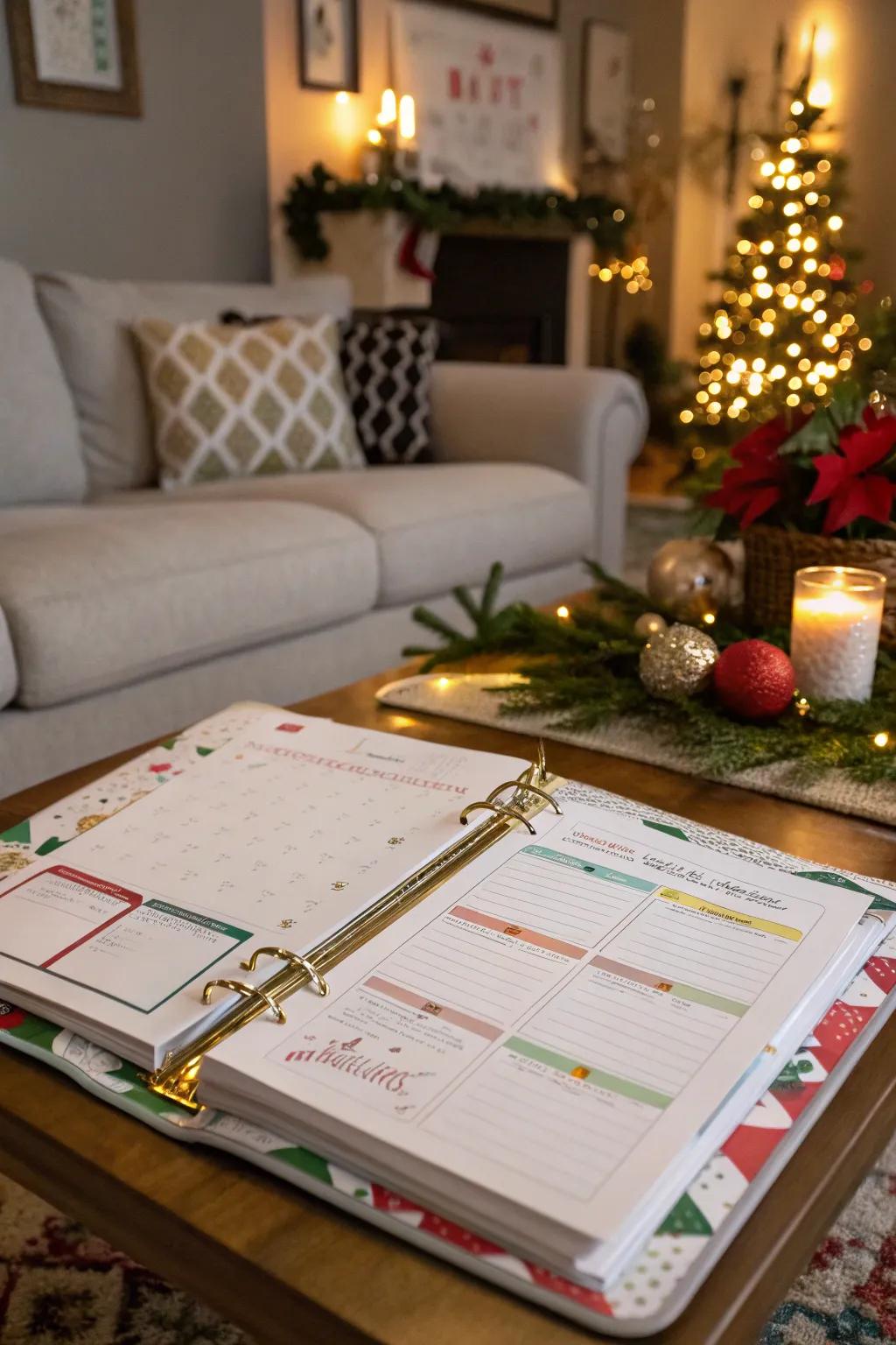 A holiday planning binder to minimize stress during celebrations.
