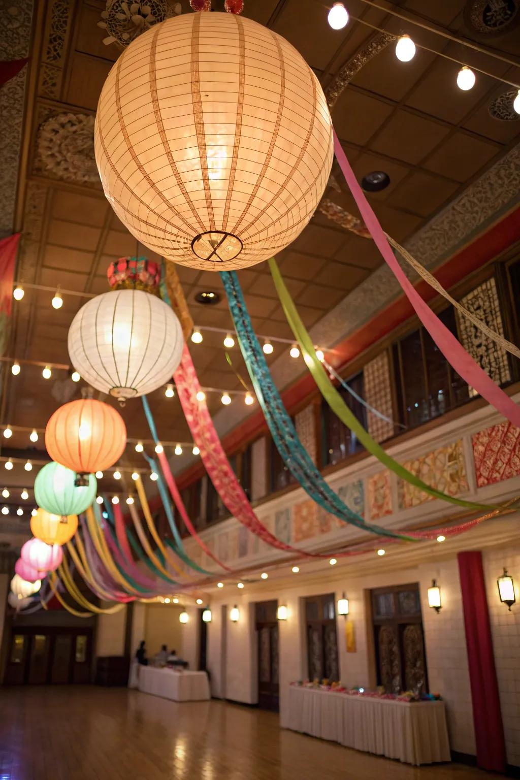 Surprise overhead accents create a lively ambiance.