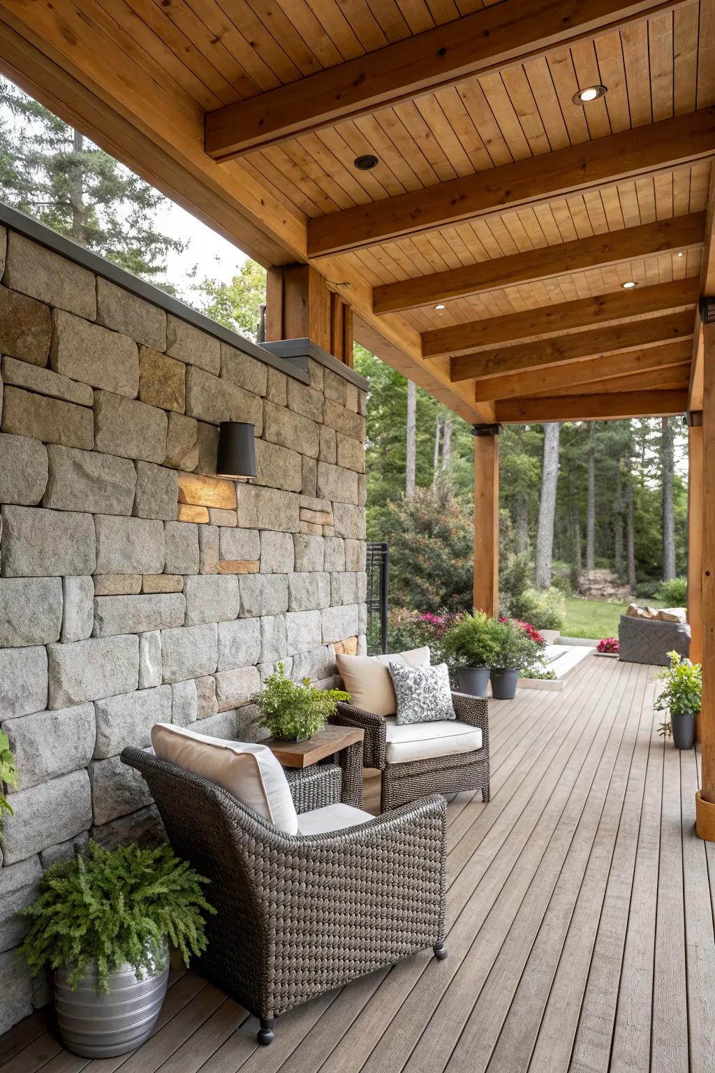 Warm up your area with timber features.