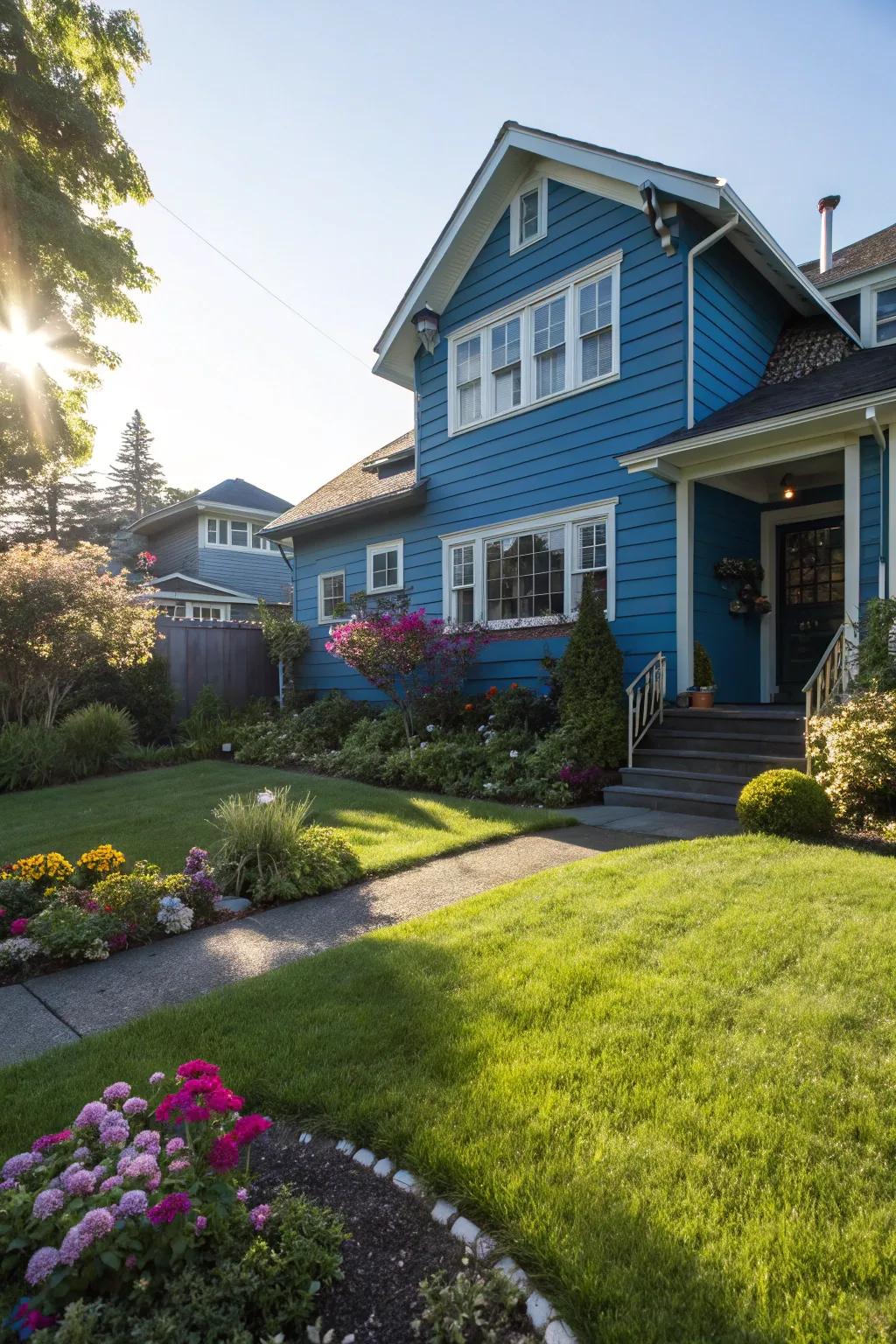 Glossy finish lends an opulent sheen to blue exteriors.