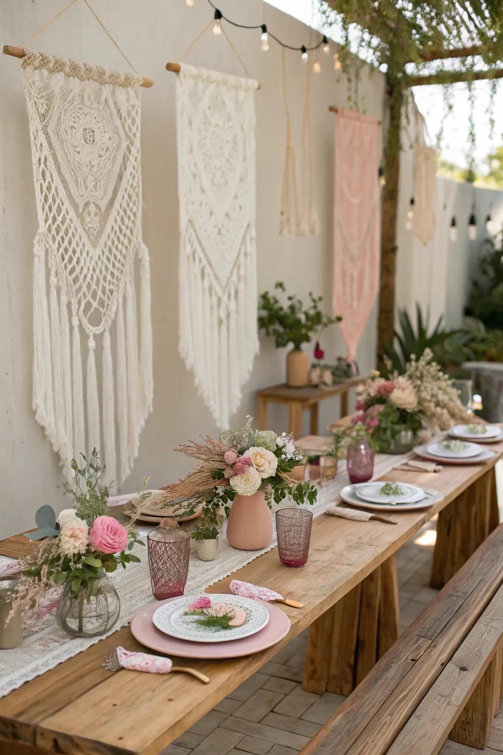 Macramé brings a gorgeous, textural component.
